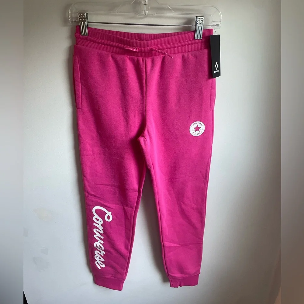 Converse NWT Girls Sweatpants Joggers Hot Pink Casual Comfy Size Large